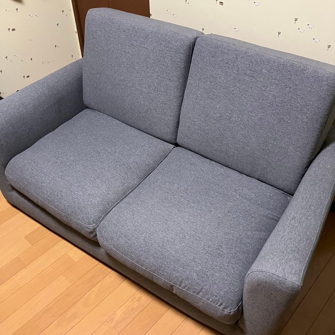 ニトリ ソファベッド セミダブル ソファー 2人掛け 肘掛け グレー カバー付き