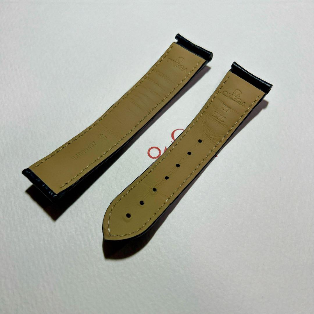 OMEGA レザーベルト ワニ革 ネイビー 20mm x 18mm