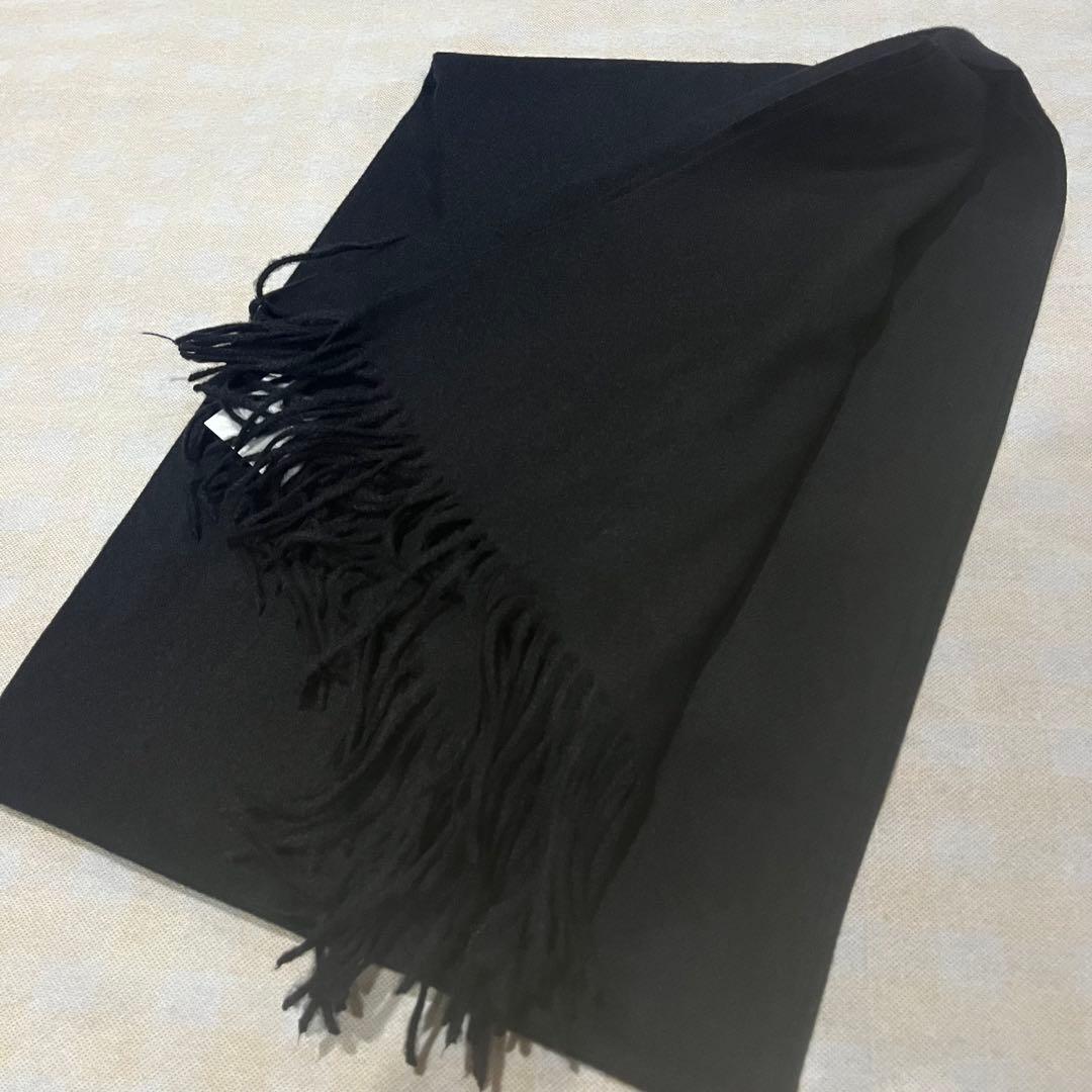 Z*A様 美品 ジョンストンズ カシミヤ100％ 大判ストール ミッド ブラック