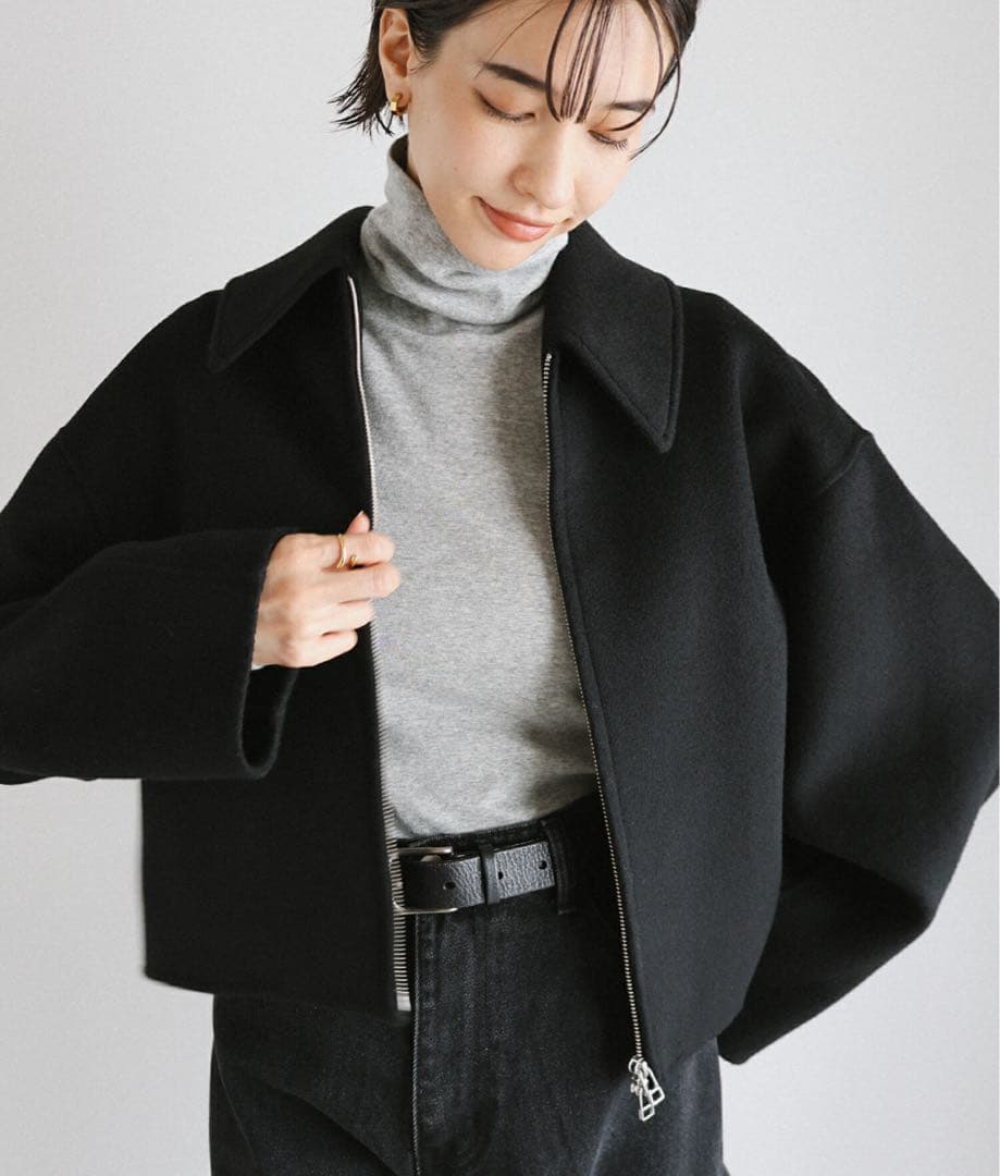 evernavy エバーネイビー リバー ジップ ショート コート ブラック