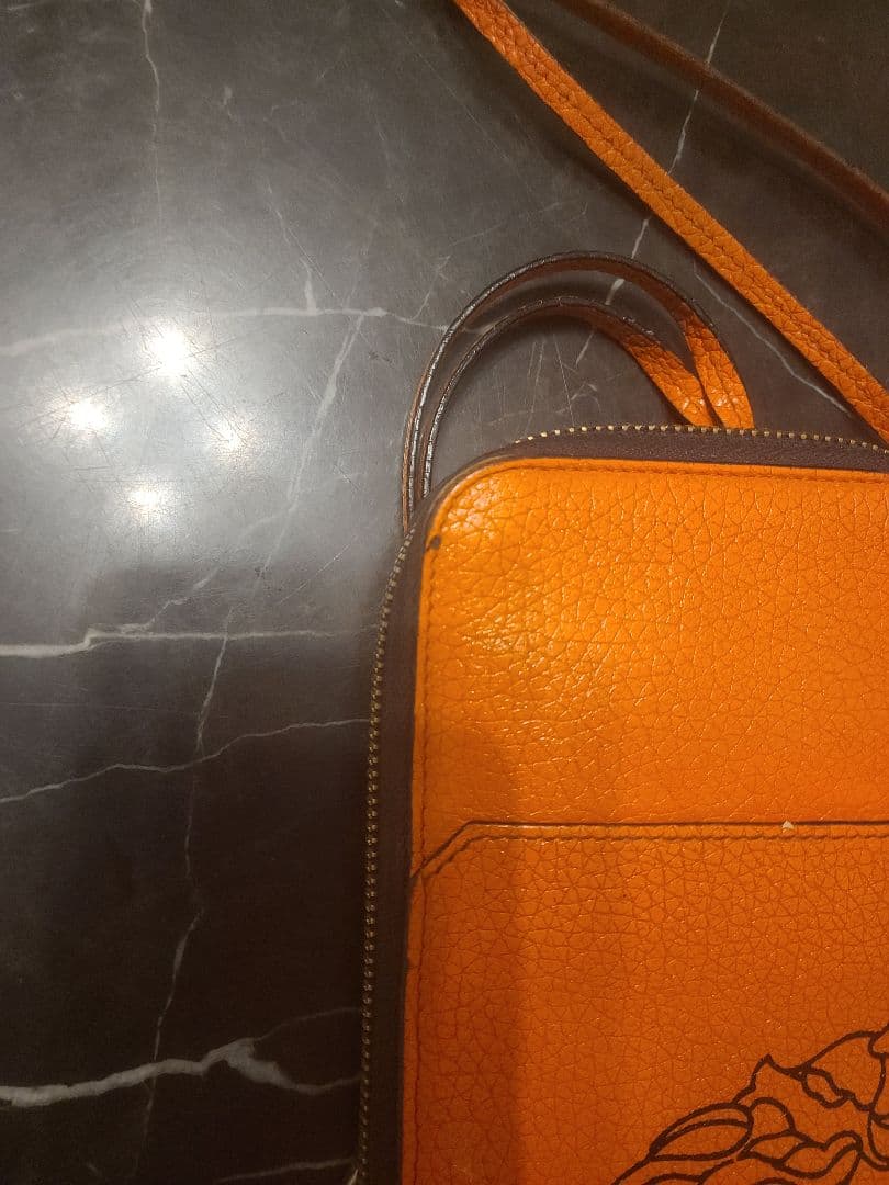 2020 Versace ヴェルサーチ 財布 バッグ 首掛け ポーチ オレンジ