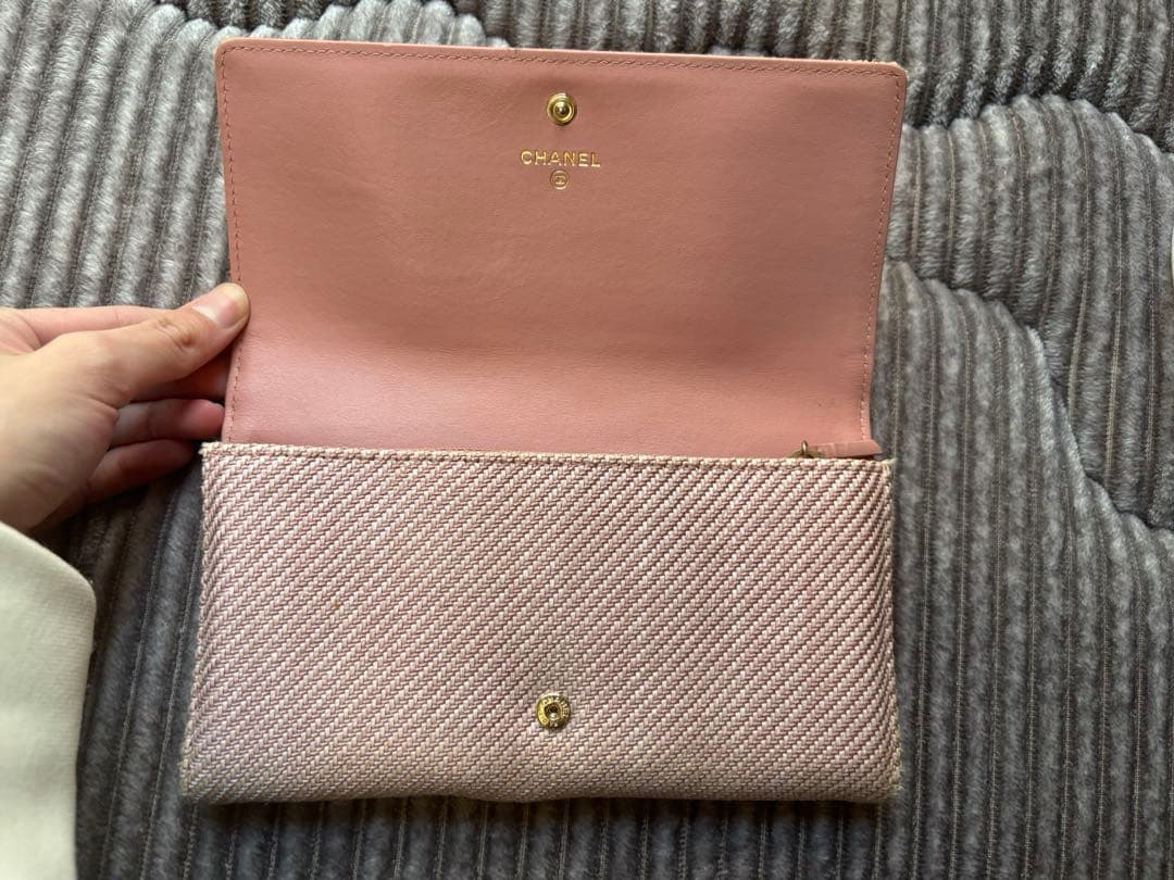 CHANEL ドーヴィル　長財布　ピンク　ヨレあり