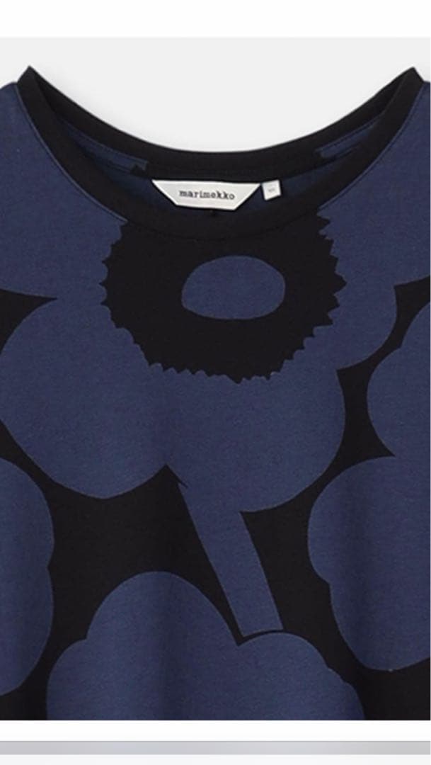 【新品】マリメッコLehtokieloウニッコワンピース Lネイビー×ブラック