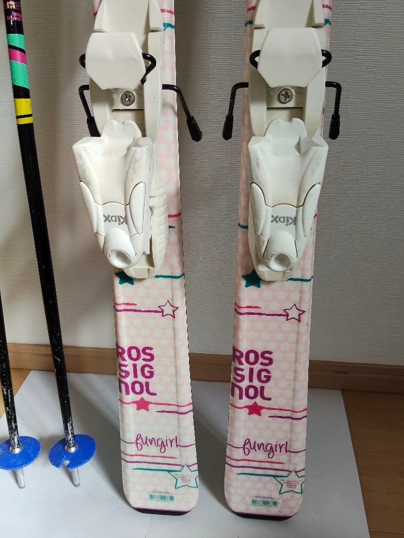 スキー板　130cm　ジュニア　ガールズ　ビンディング　ストック　3点セット