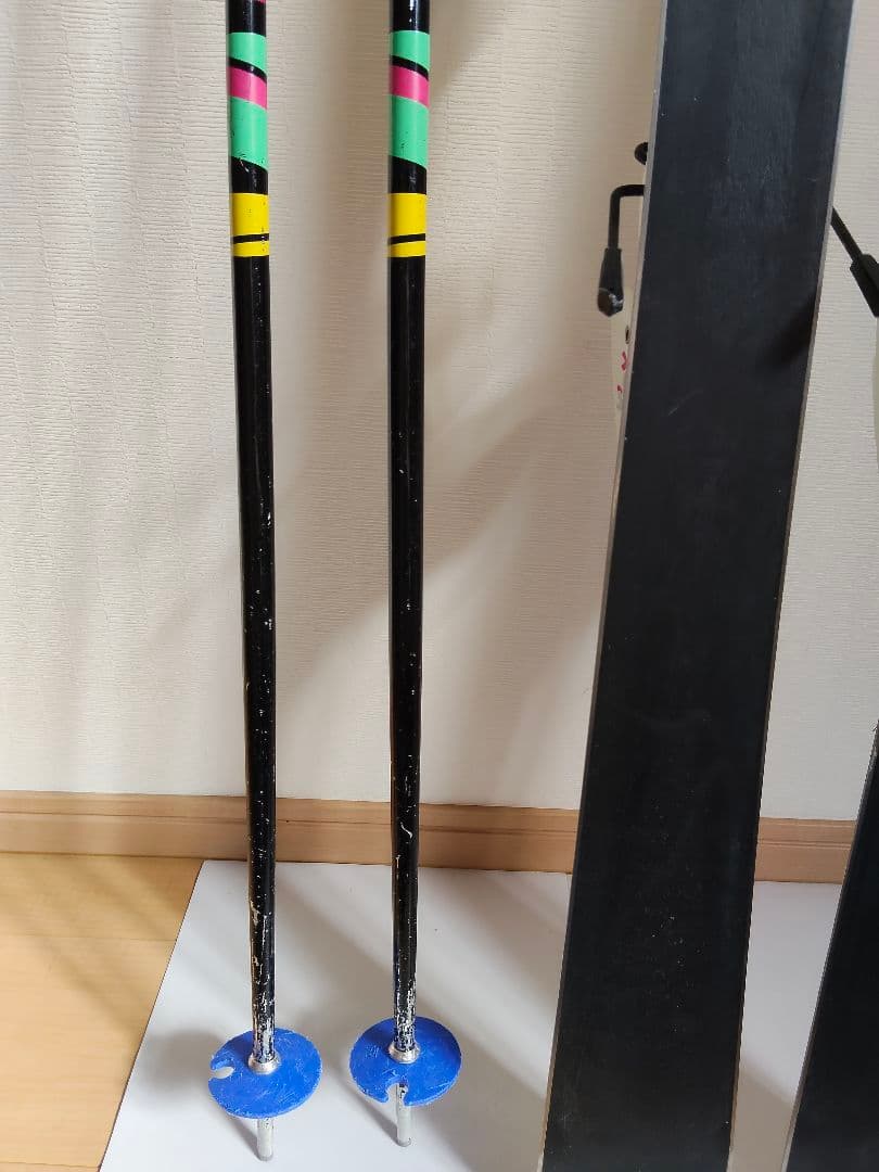 スキー板　130cm　ジュニア　ガールズ　ビンディング　ストック　3点セット