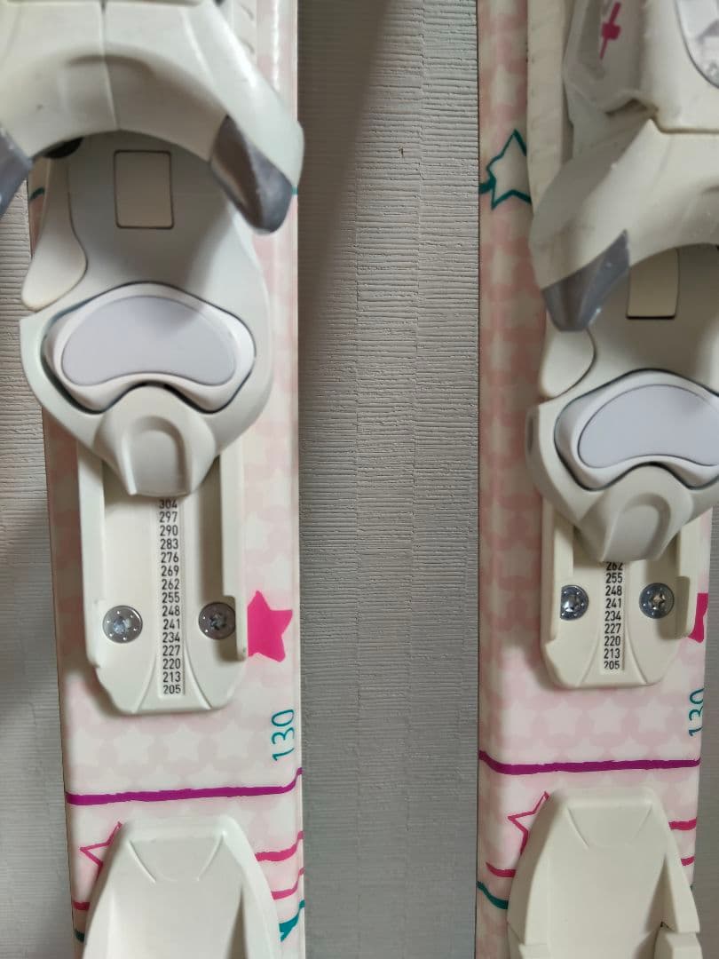 スキー板　130cm　ジュニア　ガールズ　ビンディング　ストック　3点セット