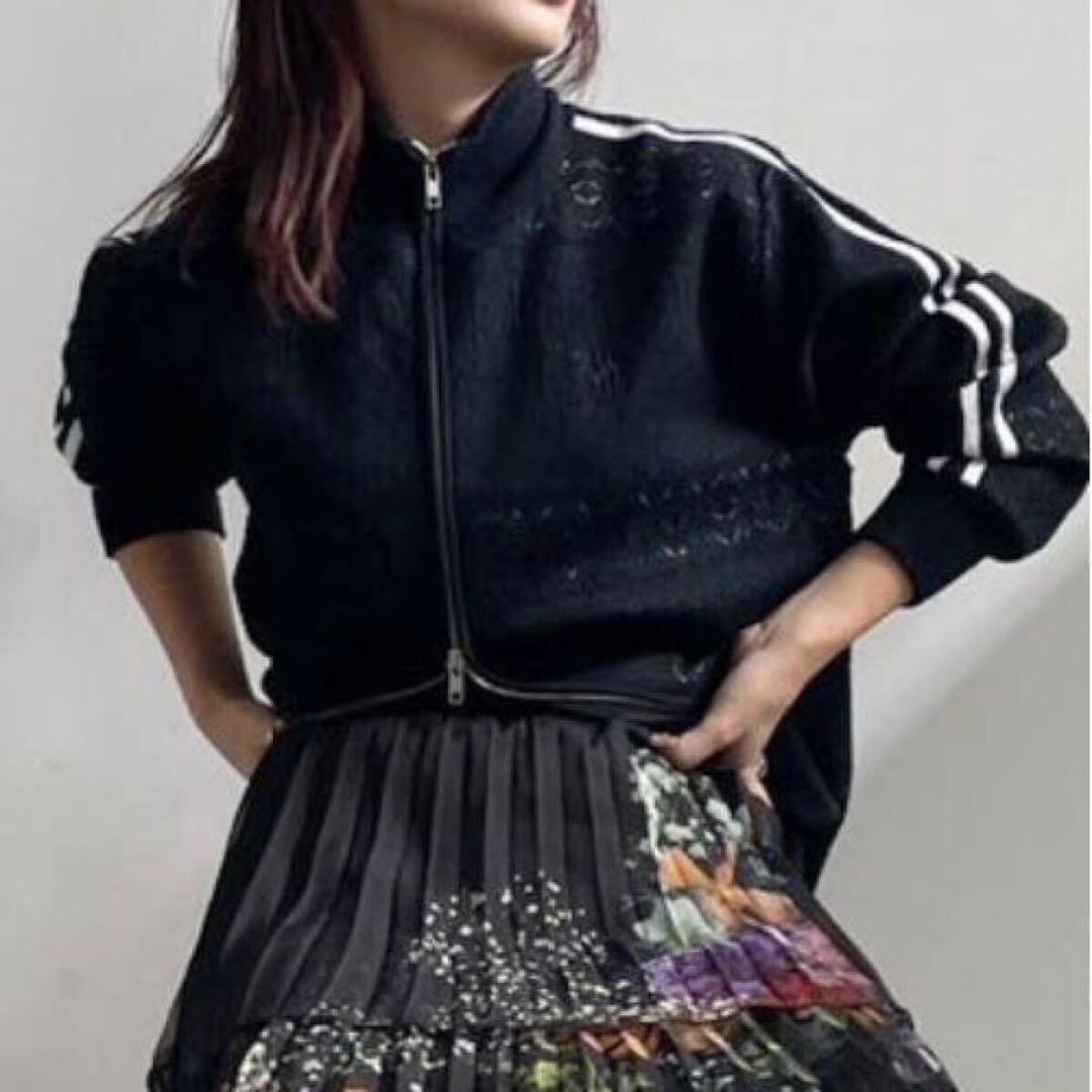 23aw Ameri アメリ レース 柄 ニット トラック ジャケット ブラック