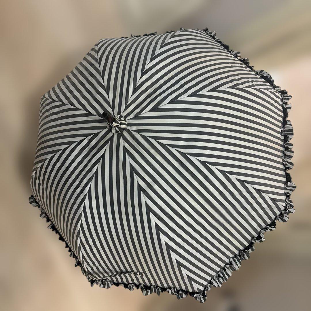 レア　サンバリア100 ドームフリル白黒ストライプ　茶手元