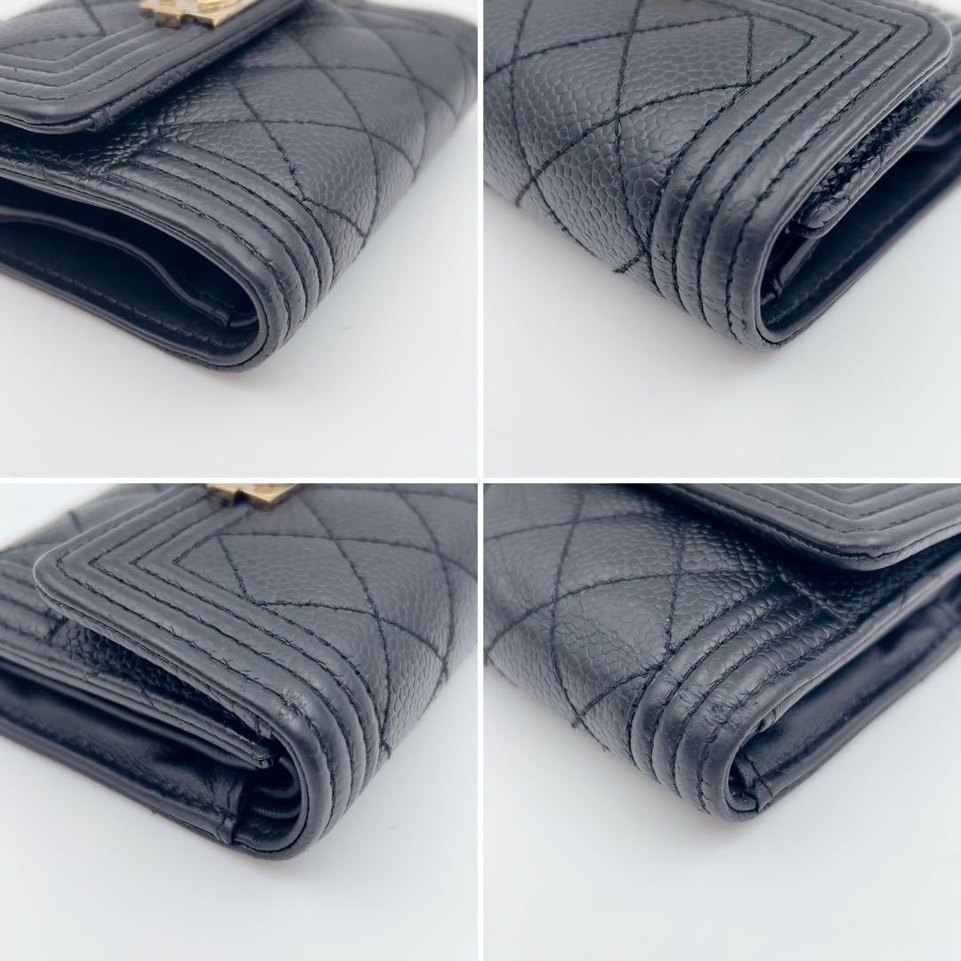 【美品】CHANEL ボーイシャネル マトラッセ キャビアスキン 財布 755