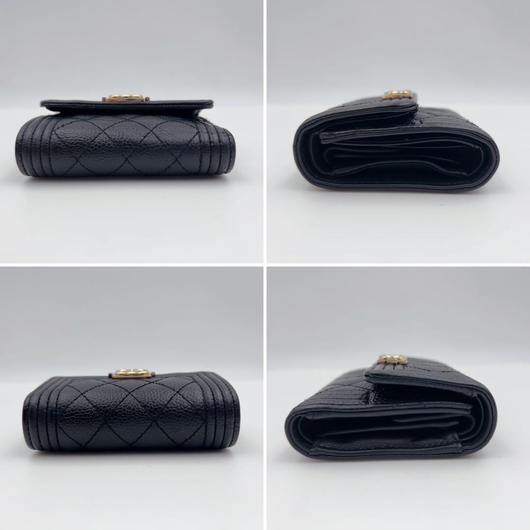 【美品】CHANEL ボーイシャネル マトラッセ キャビアスキン 財布 755