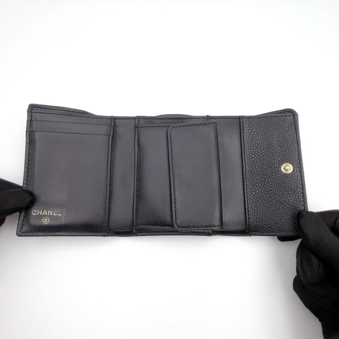 【美品】CHANEL ボーイシャネル マトラッセ キャビアスキン 財布 755