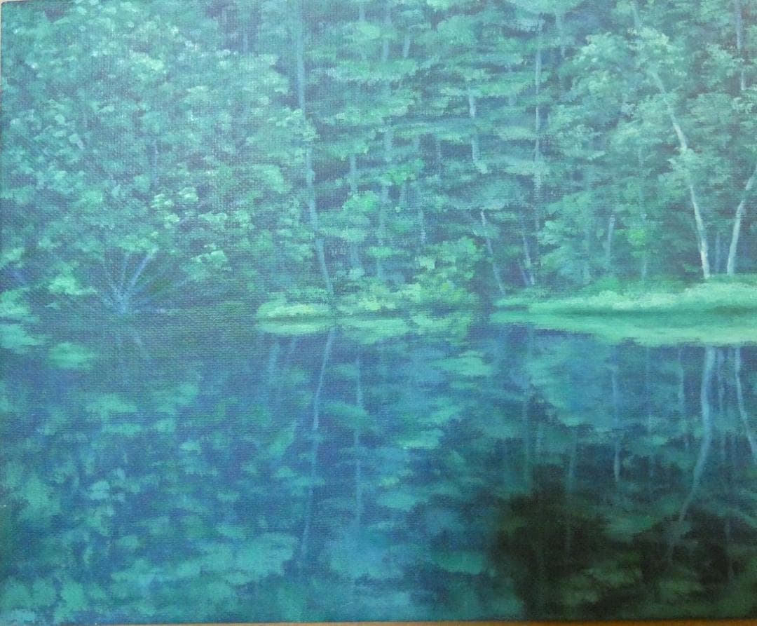 como　絵画 風景　額付き　東山魁夷　 M10 【　緑の詩　】手描き