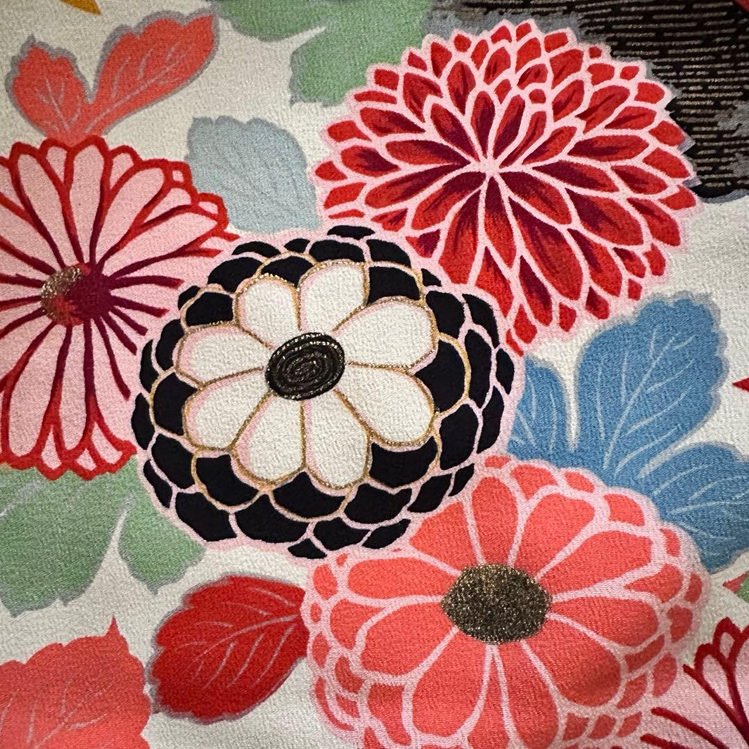 アンティーク着物 大正ロマン 万寿菊柄 十三参り ハーフ成人式