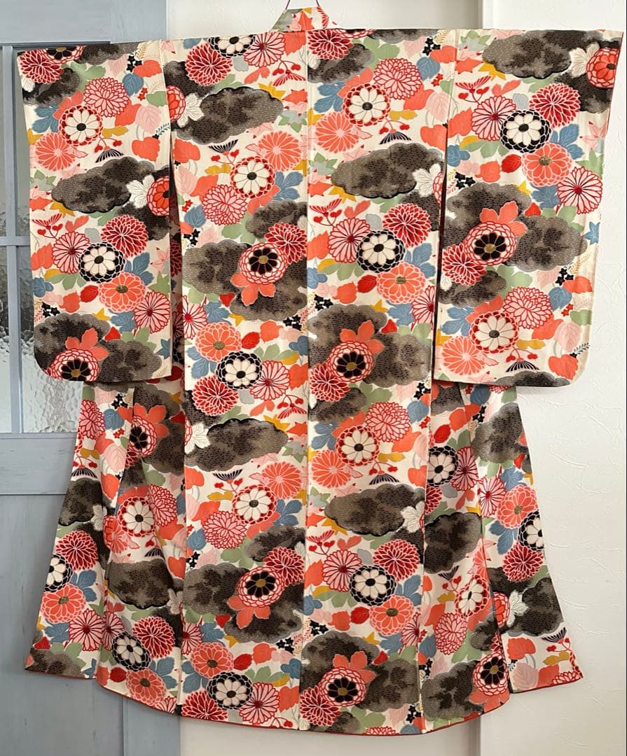 アンティーク着物 大正ロマン 万寿菊柄 十三参り ハーフ成人式