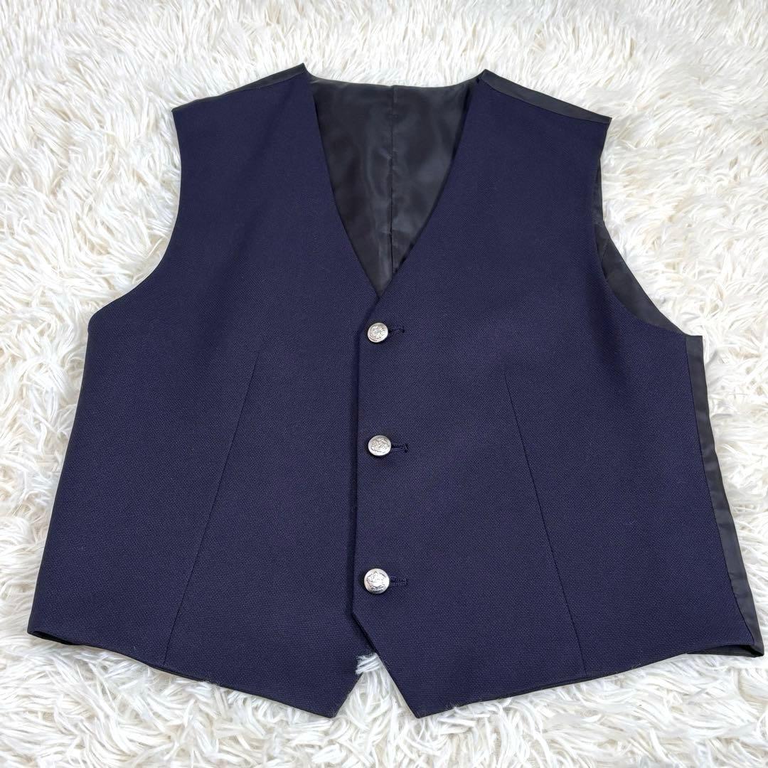美品 ワンダーファクトリー 170 スリーピース ベスト付き 銀ボタン ネイビー