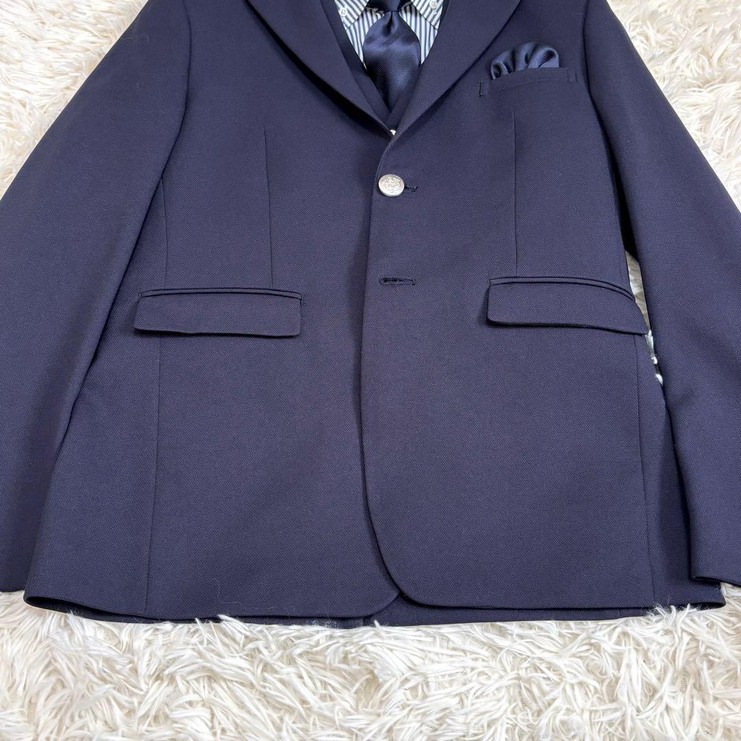 美品 ワンダーファクトリー 170 スリーピース ベスト付き 銀ボタン ネイビー