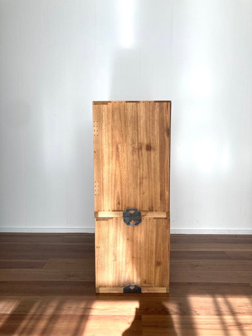 【メンテ済】アンティークの二段収納棚　上下分割可　総桐　食器棚　剥離無塗装