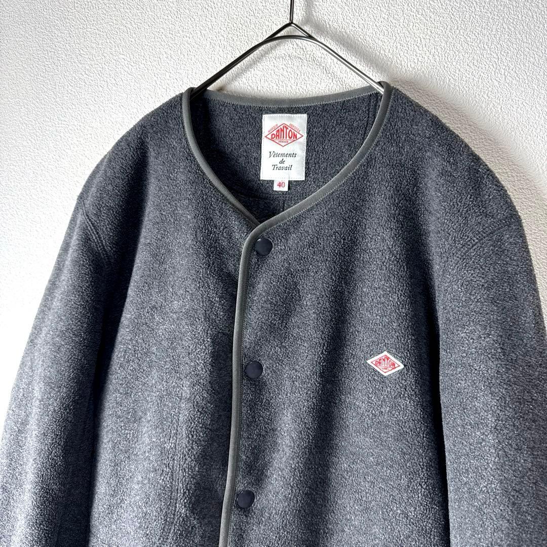 DANTON ダントン 定番 ノーカラーフリースジャケット グレー　FREE