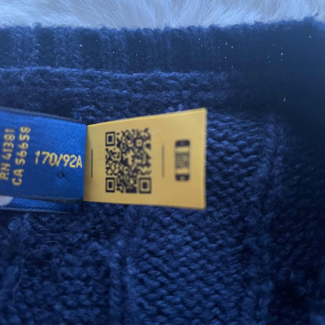 超美品　ポロラルフローレン　SP ケーブルニット　ベスト　ポニー　ネイビー　男女