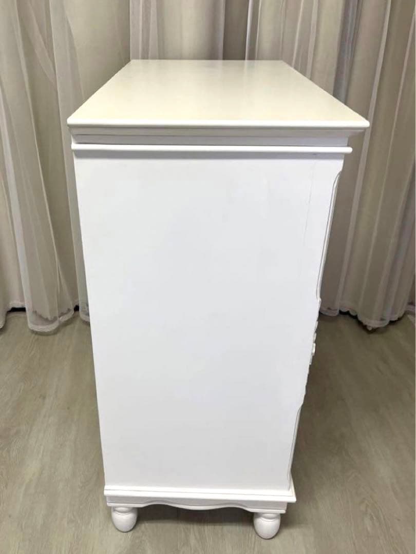 ロココ アンティーク キー付 フレンチ ホワイト チェスト