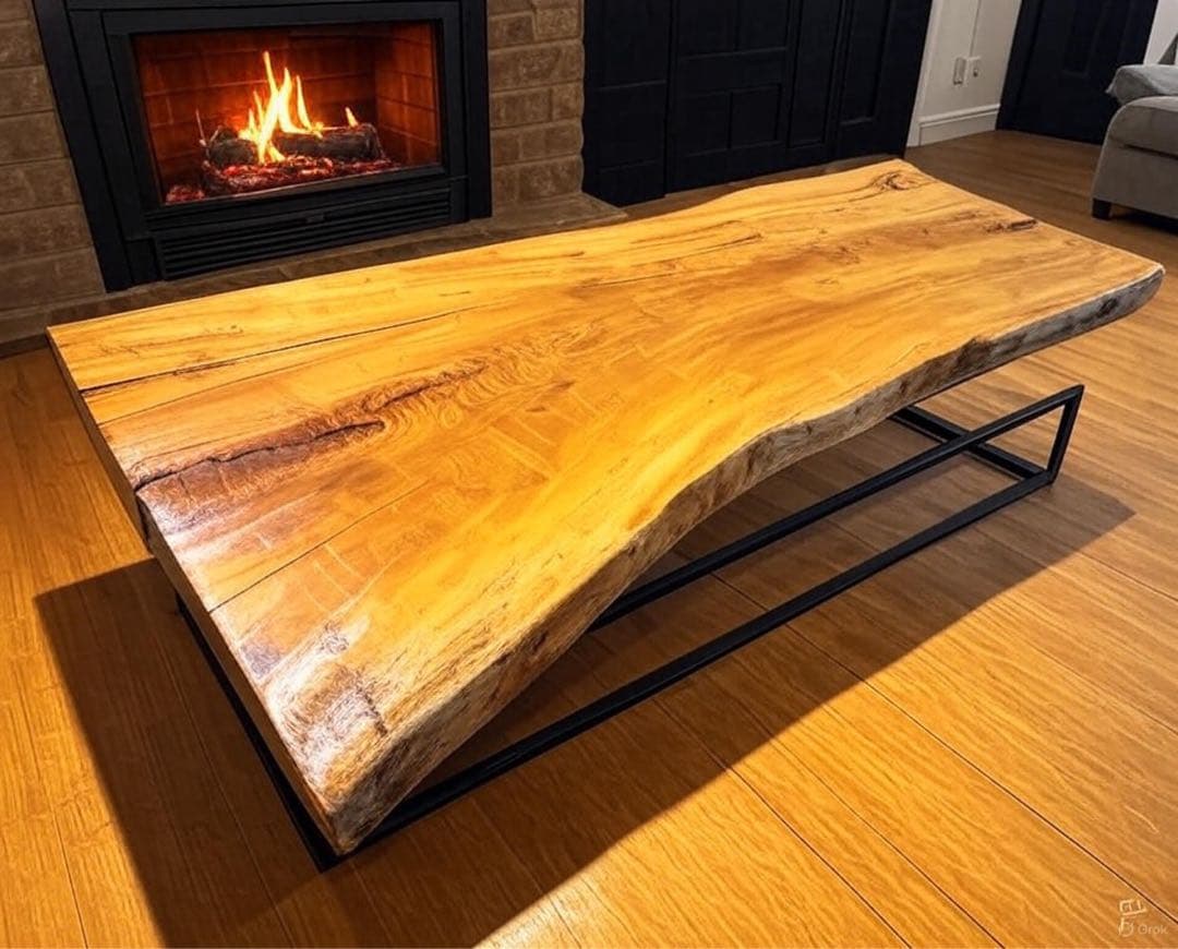 【送料無料】栃　トチ　一枚板テーブル　店舗什器　ローテーブル　アイアン脚　一点物