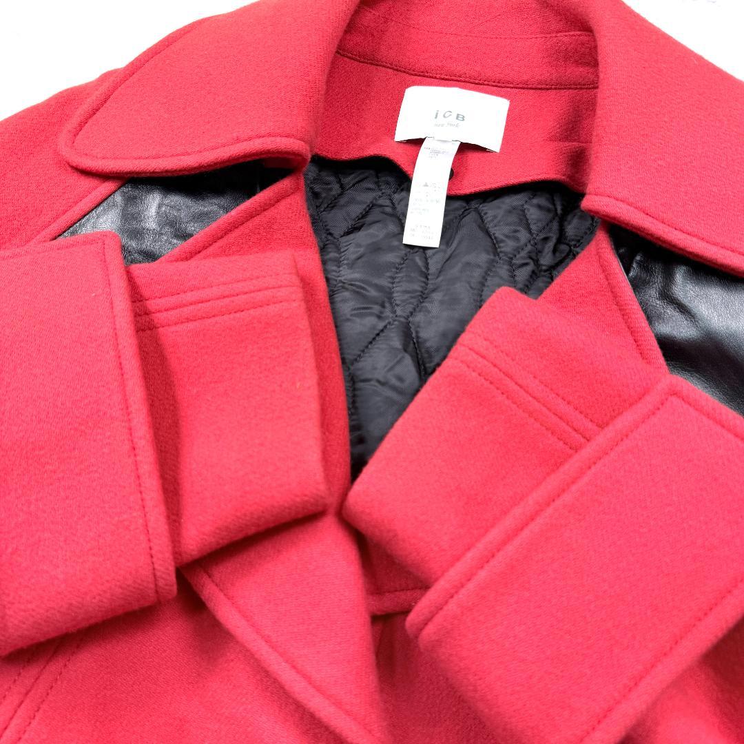 美品 ICB メリノウール チェスターコート ラムレザー Vogue ランウェイ