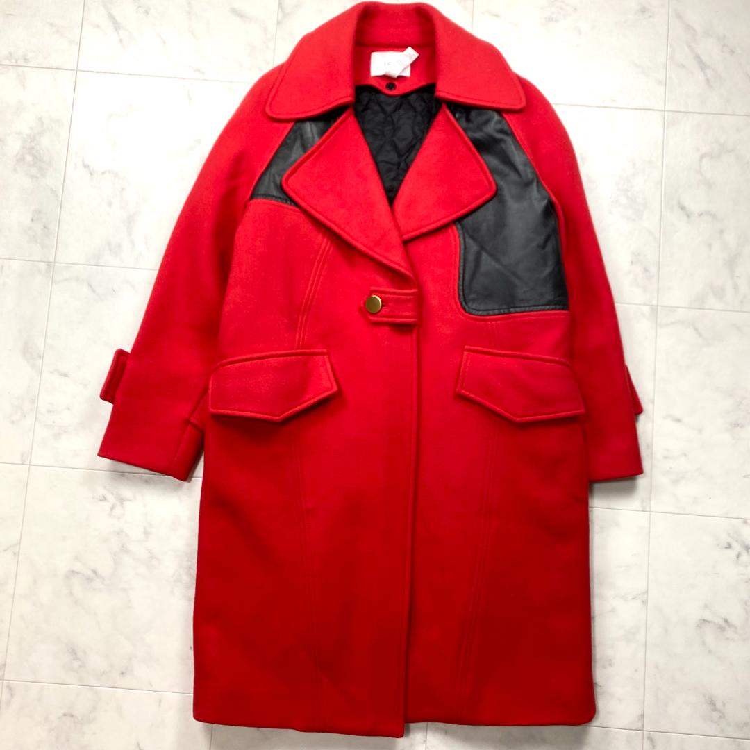 美品 ICB メリノウール チェスターコート ラムレザー Vogue ランウェイ