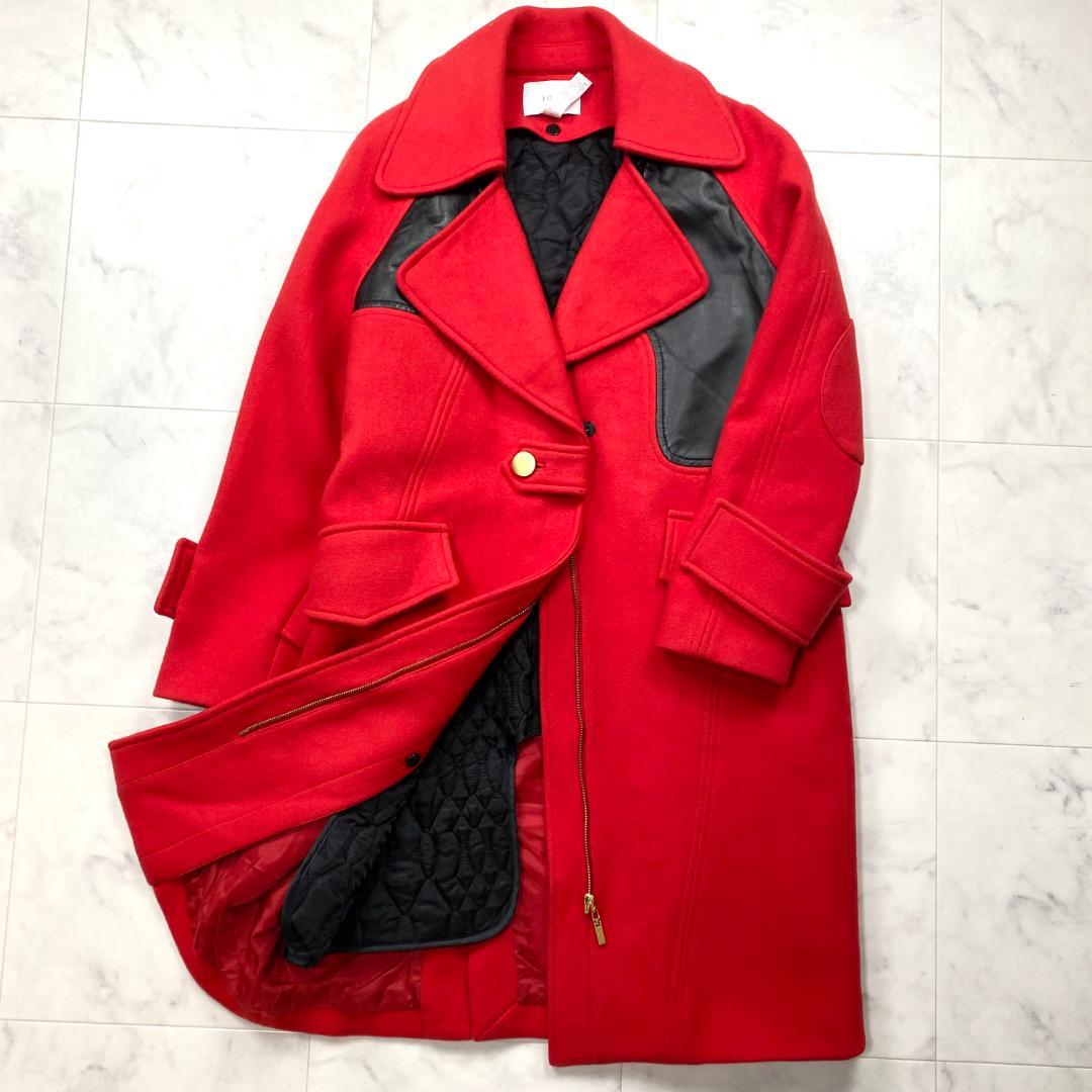 美品 ICB メリノウール チェスターコート ラムレザー Vogue ランウェイ