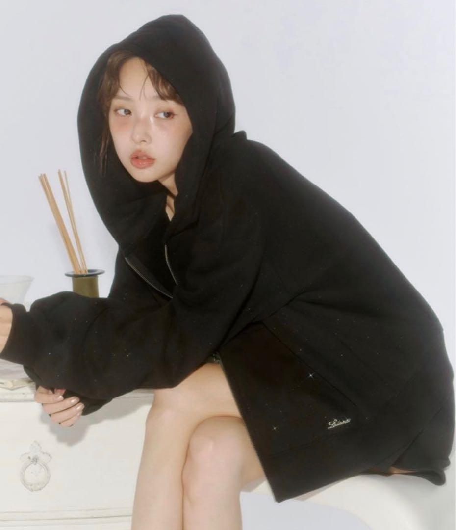 Lallana ラメココジップアップフーディー