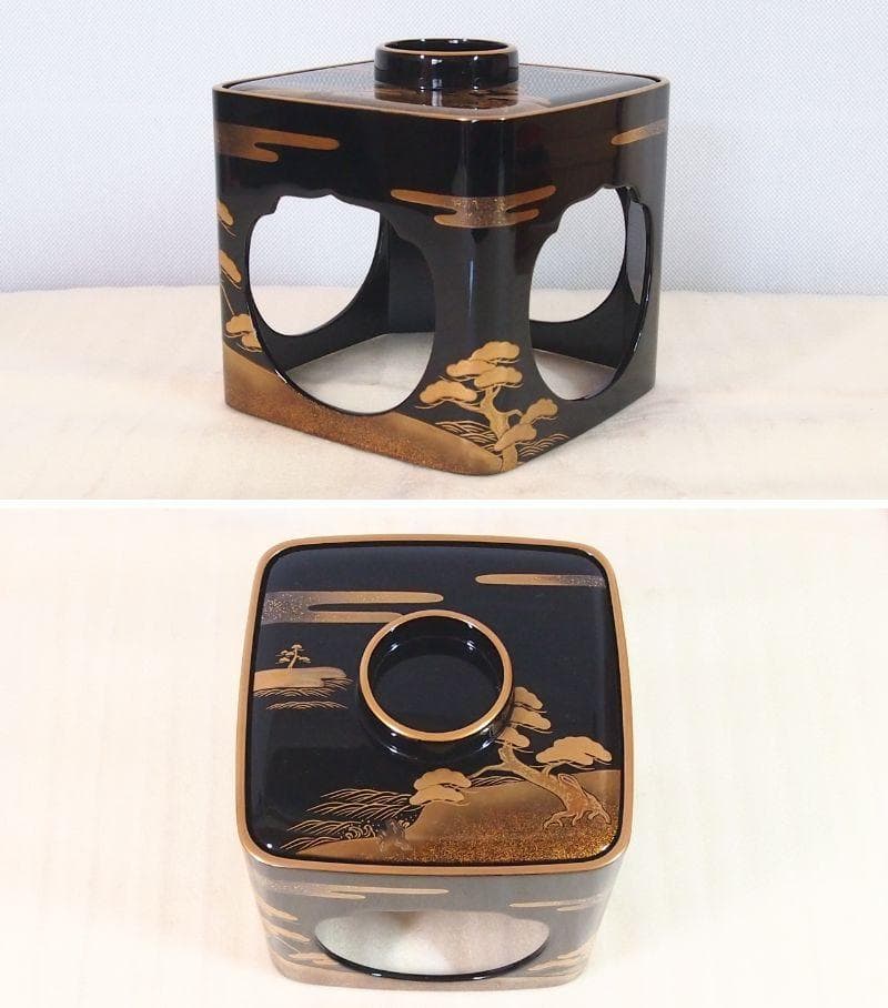 【高級・良品】輪島塗 五島屋謹製 光甫作 松島蒔絵 屠蘇器 三つ揃 山水蒔絵