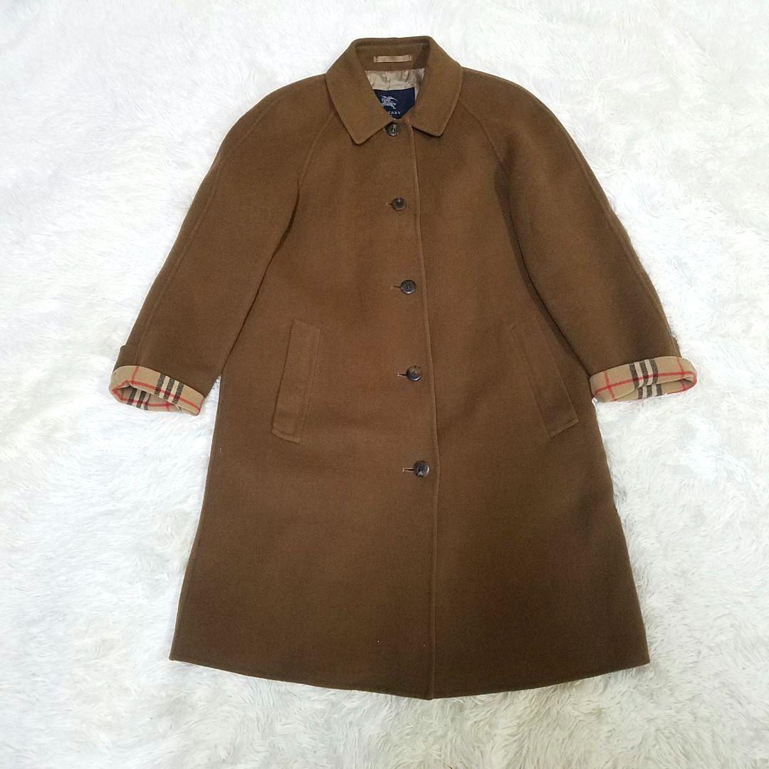 【美品】バーバリーロンドン ロングコート 羊毛 カシミヤ ノバチェック 山陽商会