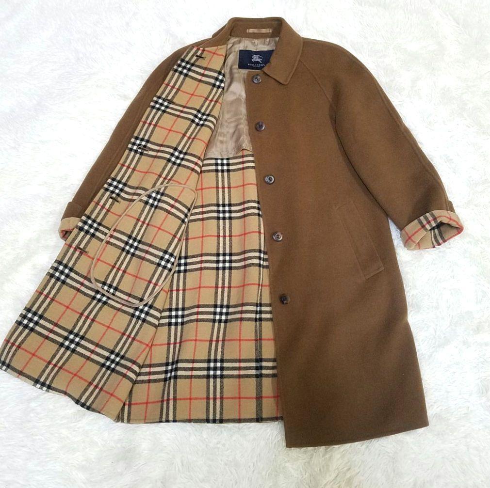 【美品】バーバリーロンドン ロングコート 羊毛 カシミヤ ノバチェック 山陽商会