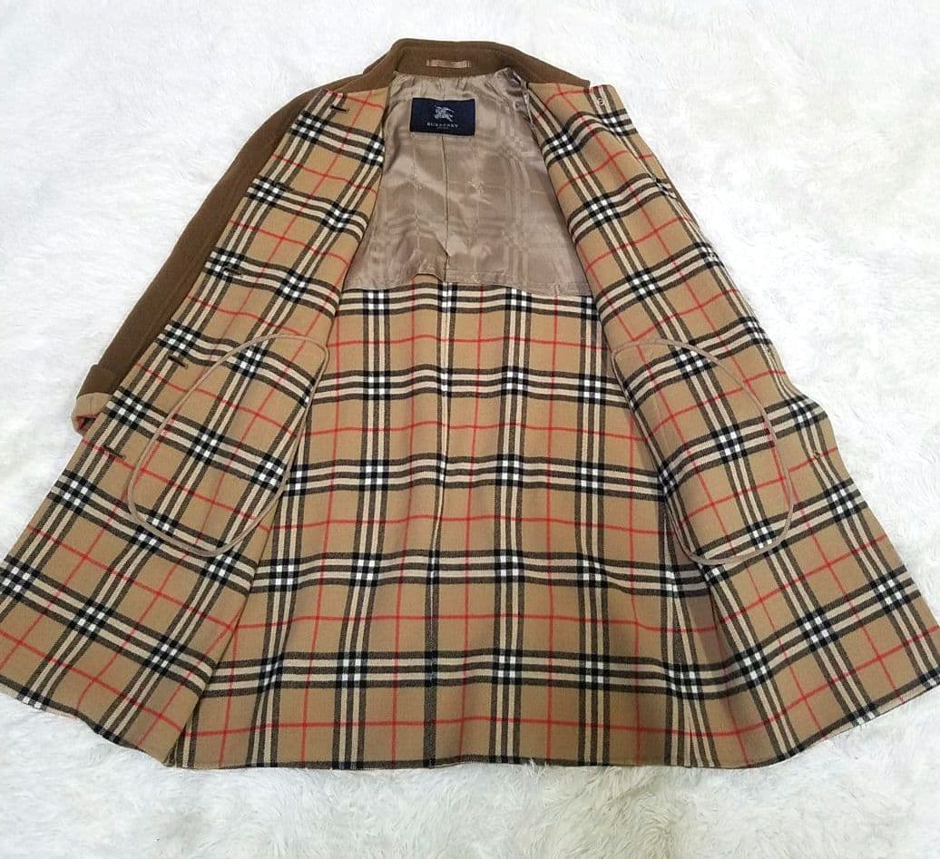 【美品】バーバリーロンドン ロングコート 羊毛 カシミヤ ノバチェック 山陽商会