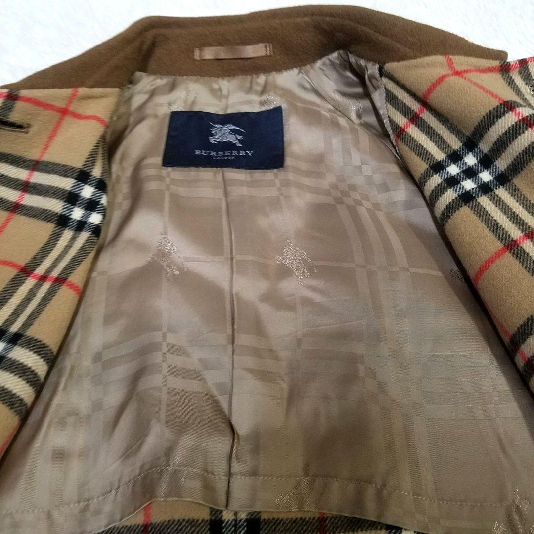 【美品】バーバリーロンドン ロングコート 羊毛 カシミヤ ノバチェック 山陽商会
