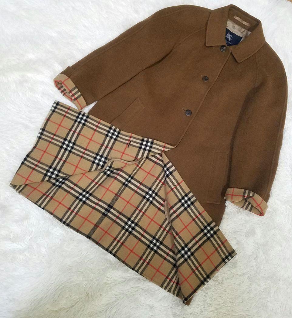 【美品】バーバリーロンドン ロングコート 羊毛 カシミヤ ノバチェック 山陽商会