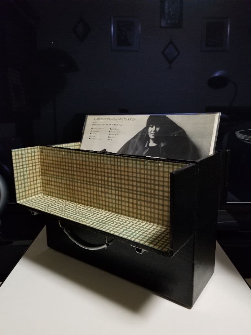レトロ　モダン　ヴィンテージ　レコード　キャリー　ボックス　ブラック　カラー