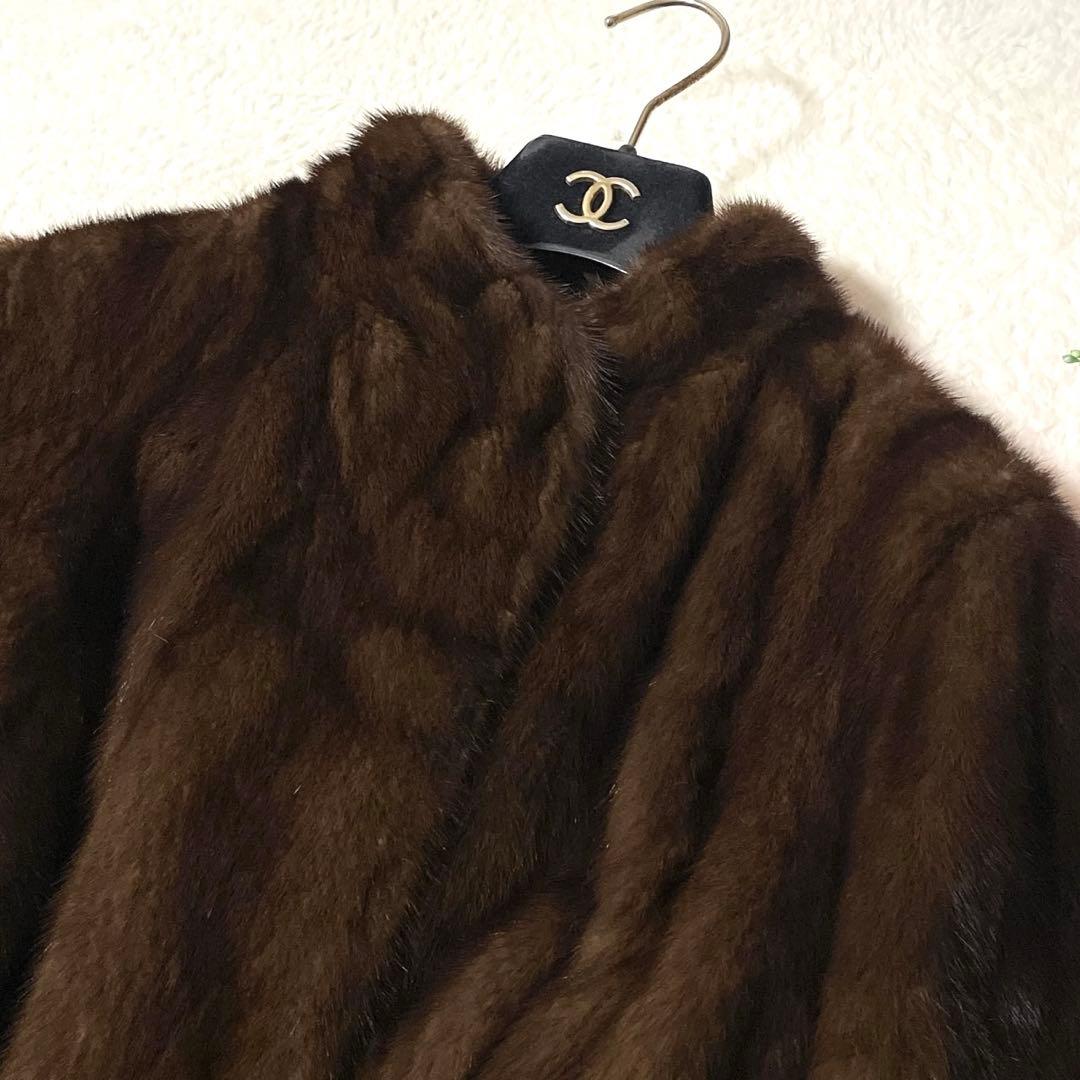 【大きいサイズ】 SAGA MINK デミバフミンク 本毛皮 コート 13号