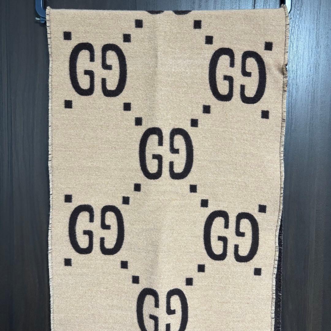 GGジャカード ウールシルク スカーフ マフラー