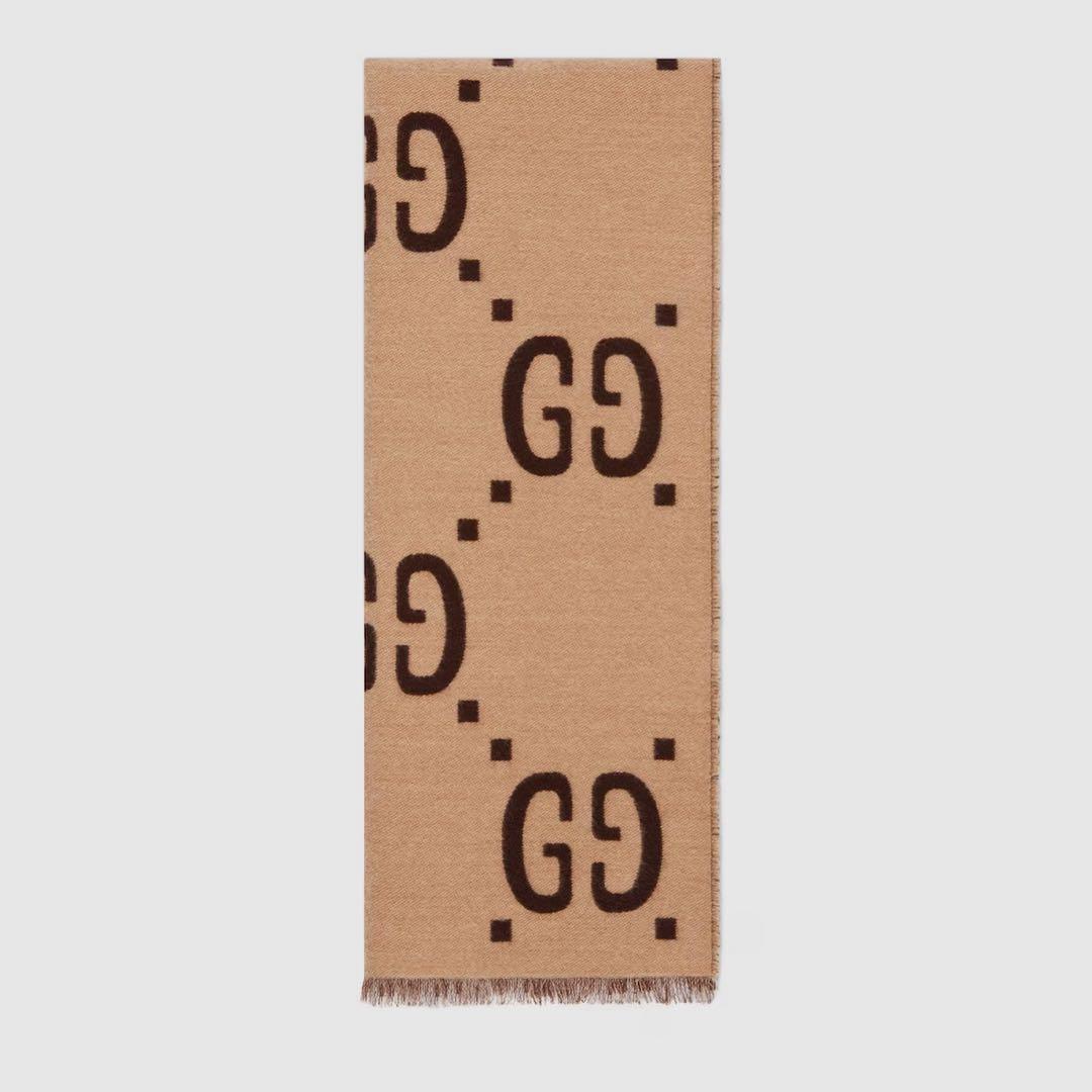 GGジャカード ウールシルク スカーフ マフラー