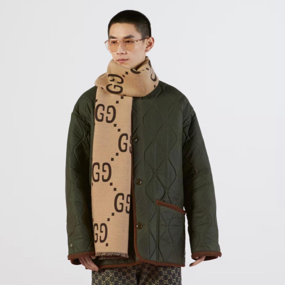 GGジャカード ウールシルク スカーフ マフラー