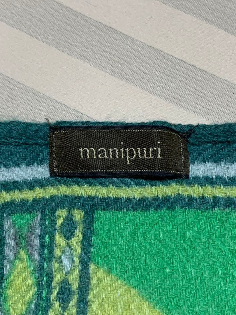 manipuri ウールシルクストールヘリンボーン織　ダリアロンド　ダリア柄