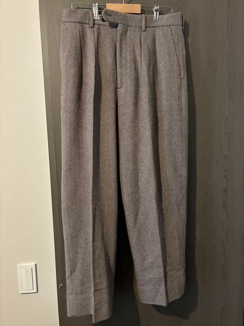 Steven Alan ウール ヘリンボーン インツープリーツドレストラウザーズ