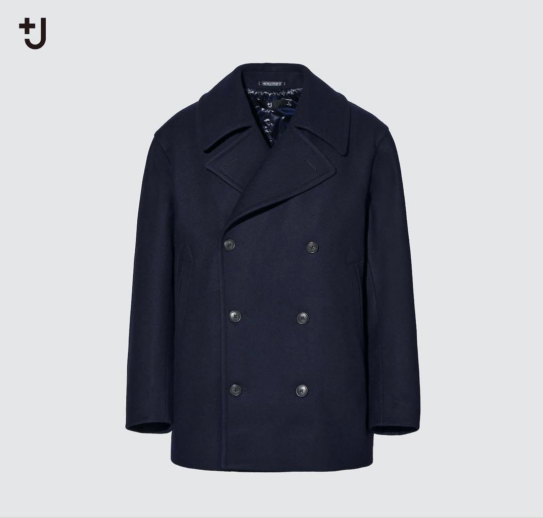 【美品】タグ付き +J ウールブレンドオーバーサイズピーコート サイズS