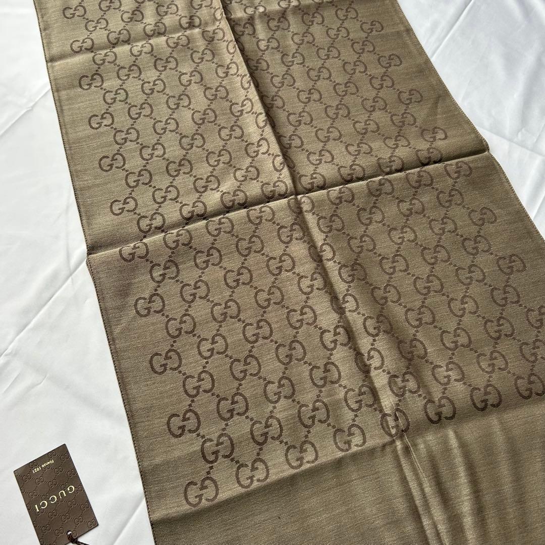 極美品　グッチ　GG柄　ストール　マフラー　165904　シルク×ウール　大判