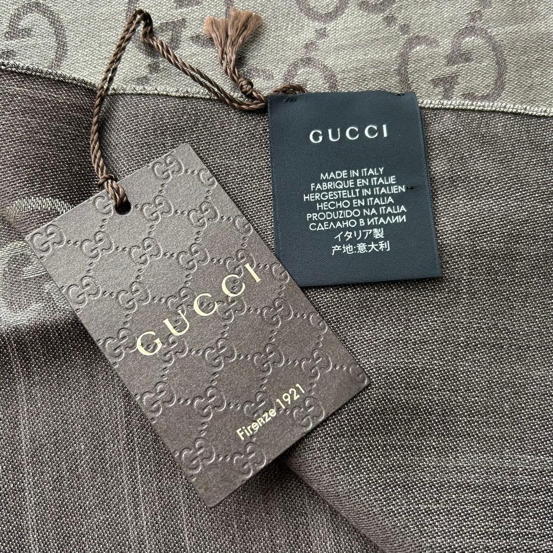 極美品　グッチ　GG柄　ストール　マフラー　165904　シルク×ウール　大判