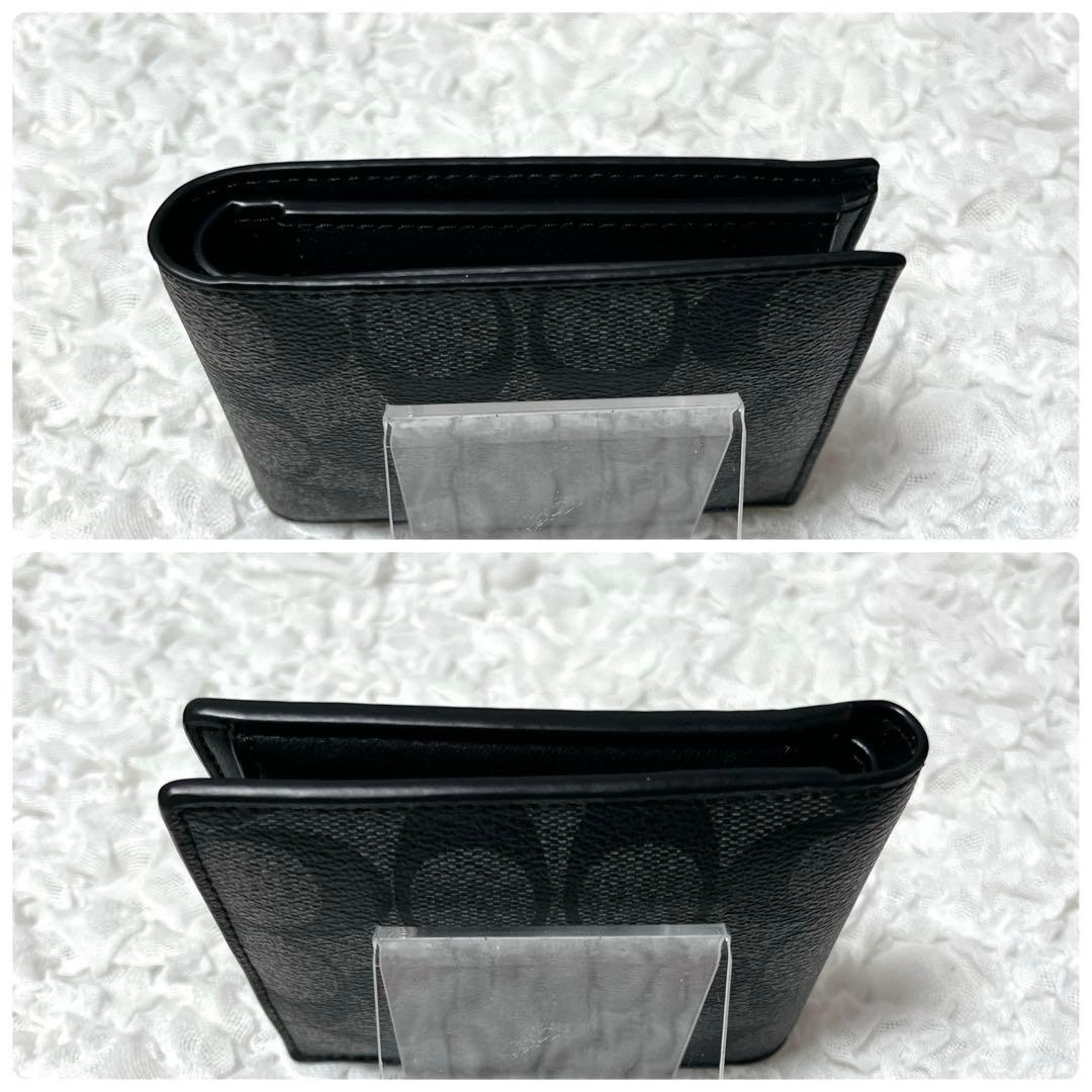 未使用級✨コーチ　シグネチャー　二つ折り財布　レザー　グレー　コンパクト　小銭