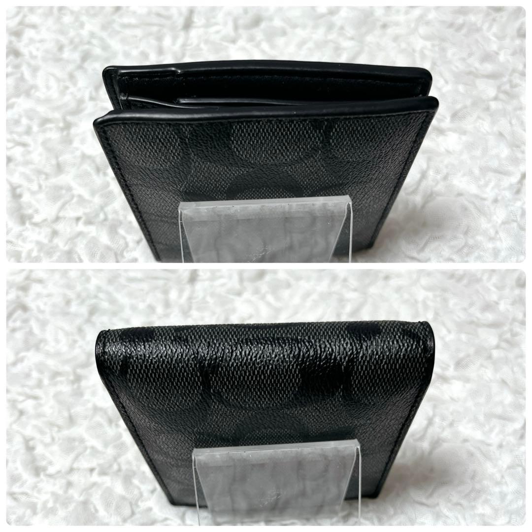 未使用級✨コーチ　シグネチャー　二つ折り財布　レザー　グレー　コンパクト　小銭