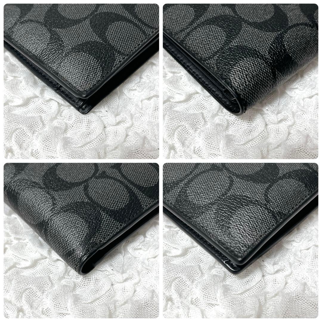 未使用級✨コーチ　シグネチャー　二つ折り財布　レザー　グレー　コンパクト　小銭