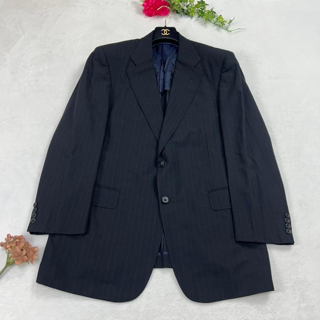 I277 美品 XL バーバリーロンドン スーツ上下 ネイビー メンズ