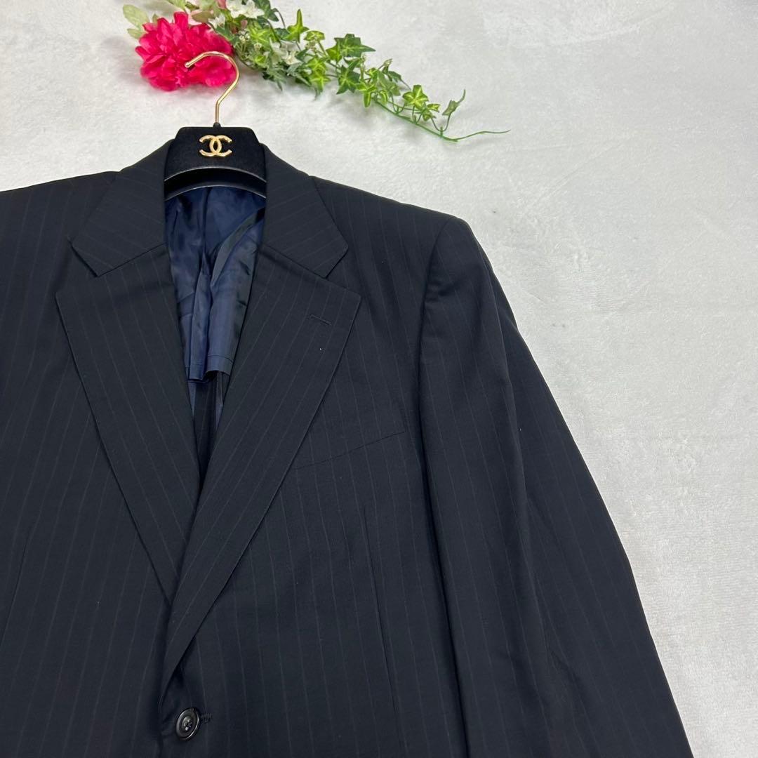 I277 美品 XL バーバリーロンドン スーツ上下 ネイビー メンズ